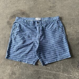 Penguin Chino Shorts Size 38 Blue Striped Summer Lightweight Preppy 7"